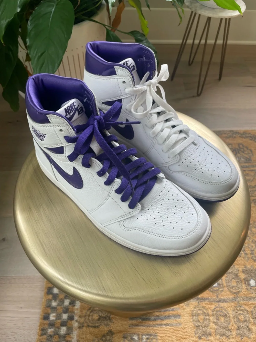 Nike Air Jordan w COA 1 Retro High OG Court Purple Women’s Sz 10 CD0461-151 - Picture 8 of 11